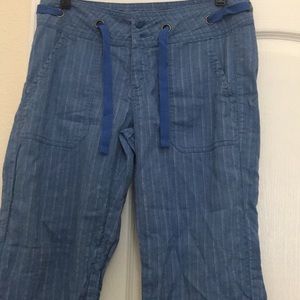 prAna Long Pants Sz 4 Four Pockets Blue Draw String Cotton New